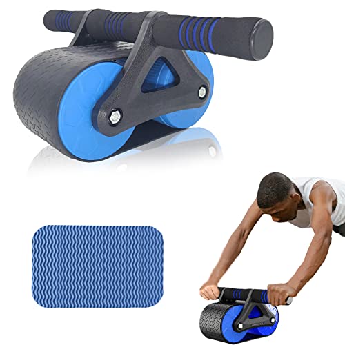 Automatic Rebound Abdominal Wheel, Ab Roller Wheel with Non-Slip Widened Double Wheels & Stable Triangular Structure, Ab Roller for Abs Workout Core Strength Training with Knee Pad