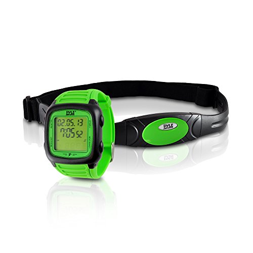 Pyle Smart Fitness Heart Rate Monitor – Digital Sports Wrist Watch Activity HR Tracker w/Chest Strap, 3D Sensor, EL Backlight, Alarm, Used in Exercise or Running, for Men and Women PHRM76GN