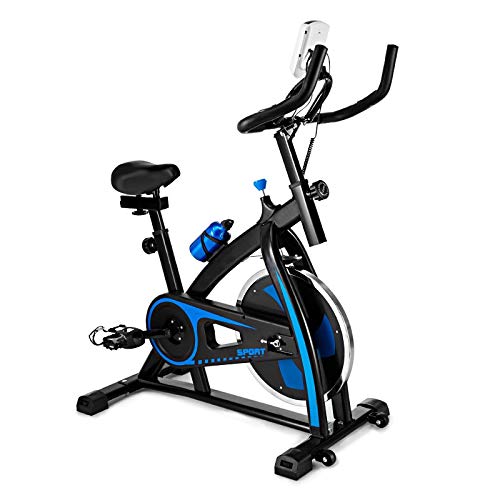 Exercise Bike Stationary 440 Lbs Weight Capacity- Indoor Cycling Bike with Comfortable Adjustable Seat Cushion, Water Bottle and LCD Monitor for Home Workout