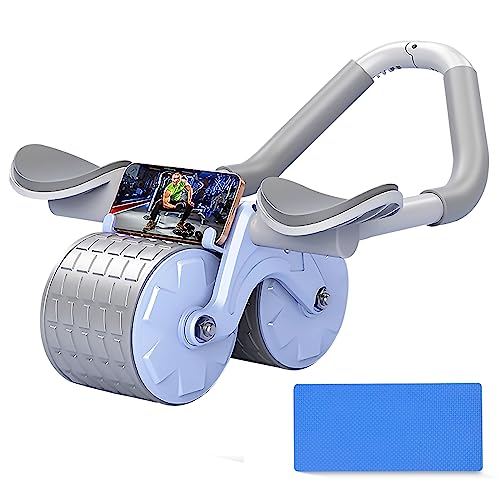 2023 Newly Upgraded Automatic Rebound Abdominal Wheel with Knee Mat，Abdominal Muscles Exercise Ab Roller with Elbow Support，Perfect Abdominal Core Exercise Equipment for Home,Workout, Gym