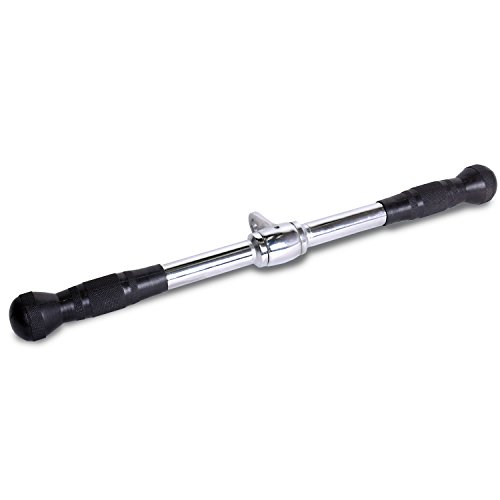 CAP Barbell Deluxe Straight Bar Cable Attachment with Rubber Handgrips, 20″