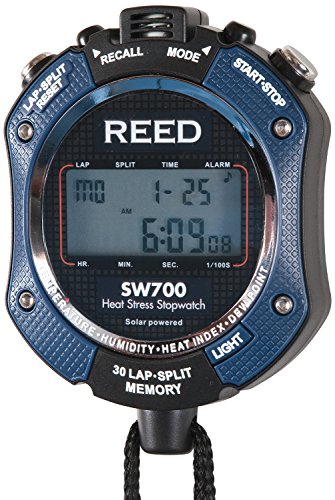Reed Instruments SW700 6-in-1 Stopwatch: Temperature, Humidity, Heat Index, Stopwatch, Calendar and Clock, Blue