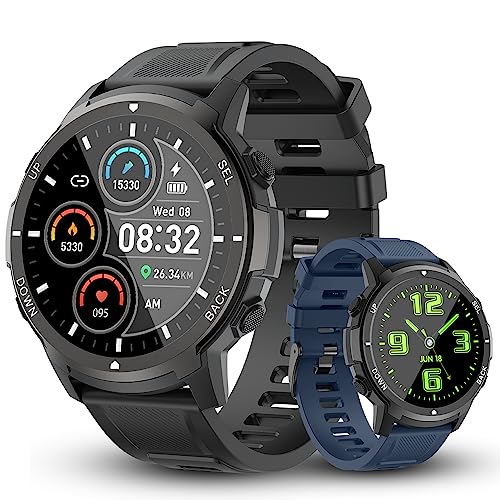 Basznrty Smart Watch for Men Fitness: (Make/Answer Call) Bluetooth Military Smartwatch for Android iPhone Phones Waterproof Outdoor Tactical Digital Sport Run Watches Tracker Sleep Heart Rate Monitor