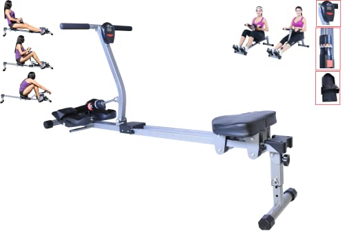 Fitness Rowing Machine X Series HD Foldable Rower for Home Use, with 12 Adjustable Resistance Hydraulic System, LCD Monitor and Comfortable Seat Cushion