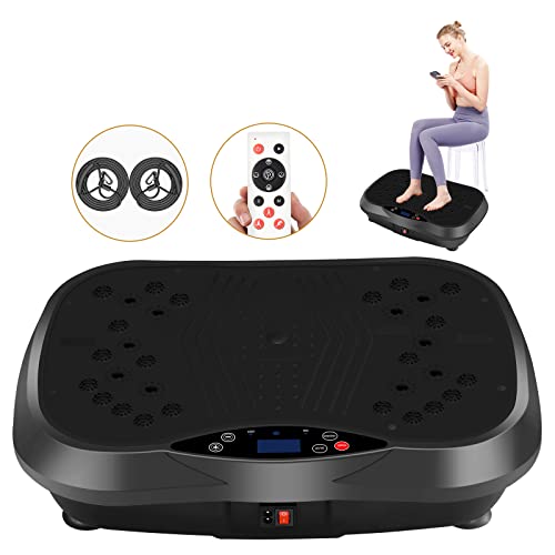 YOKELE Vibration Plate Exercise Machine – Whole Body Fitness Vibration Platform – Home Training Equipment for Recovery & Wellness & Weight Loss + Resistance Bands + Remote (Black)