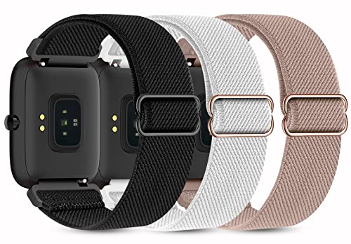 Huadea 3 Pack Stretchy Nylon Band Compatible with SKG Smart Watch Bands for Women Men, Quick Release Soft Elastic Strap Replacement Wristbands for SKG-V7 Smart Watch