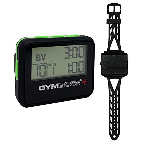 Gymboss Plus Interval Timer and Stopwatch and Gymboss Strap – Bundle (Black with Green Buttons)