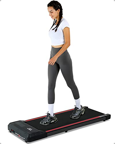 SPORTY&FIT Walking Pad, Under Desk Treadmill with Remote Control, 2.25 HP Portable Treadmill for Office Home Exercise, No Assembly Needed- Black