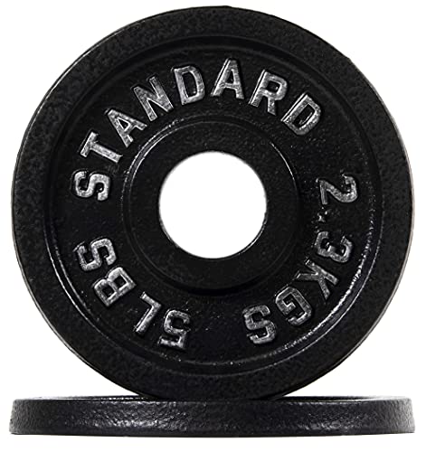 BalanceFrom Cast Iron Plate Weight Plate for Strength Training and Weightlifting, Olympic Size, 2-Inch Center, 5LB Pair
