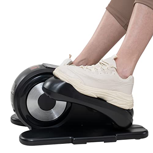 GEARSTONE Exercise Stepper, Under Desk Elliptical Pedal，Electric Pedal Exerciser Stepper with LCD Display Indoor Cycling Bike Stepper(Battery Self-provided) (Black and Silver)…