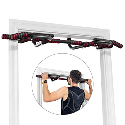 Goplus Pull up Bar for Doorway, Chin Up Bar Body Workout Equipment, Multifunctional Portable Pull-up Bar w/Ergonomic Grip, Protective Pad, Perfect for Strength Training No Screws Needed