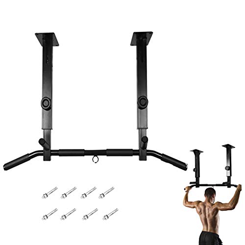 Sfeexun Joist Mounted Pull Up Bar Height Adjustable, Ceiling Mount Chin Up Bar, Heavy Duty Home Gym Strength Training Equipment Max Load 660lbs (Mounted on Ceiling)