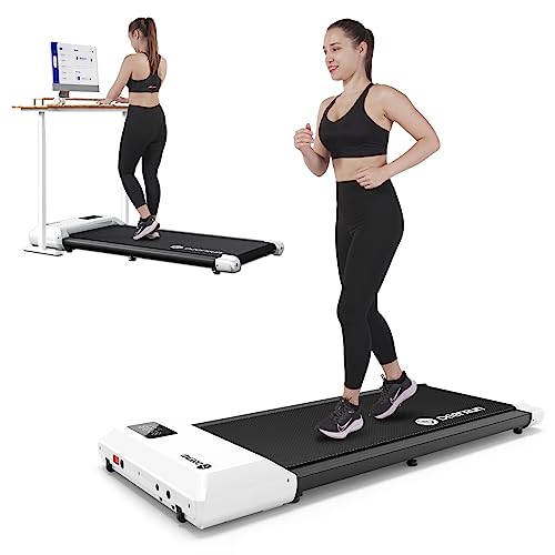 Walking Pad 2 in 1 Under Desk Treadmill, 2.5HP Low Noise Walking Pad Running Jogging Machine with Remote Control for Home Office, Lightweight Portable Desk Treadmill with Wheels & Installation Free