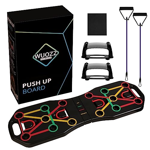 WUOZZ FITNESS push up board – push up bars for floor 9 in 1 variations- calisthenics equipment for women and men