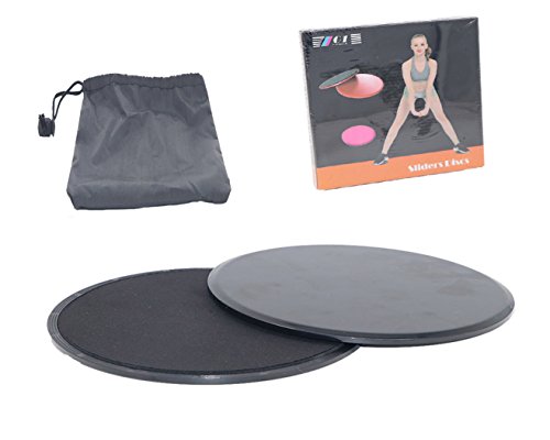 ITTA Gliding Discs, Double Sided Slider Discs Exercise Sliders, 2 Dual Sided Gliding Sliding Discs for Core Fitness, Gym, Carpet and Hardwood Floors Home Abdominal Exercise Equipment (Black)