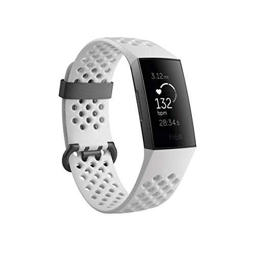 Fitbit Charge 3 SE Fitness Activity Tracker Graphite/White Silicone, One Size (S and L Bands Included),1 Count (Pack of 1)
