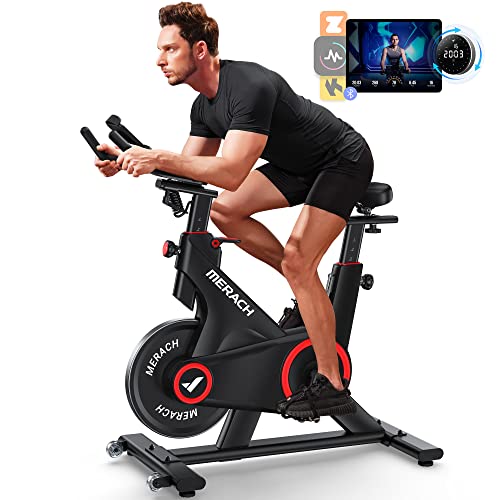MERACH Exercise Bike, Bluetooth Stationary Bike for Home with Magnetic Resistance/Automatic Resistance, Indoor Cycling Bike with 330lbs/350lbs Weight Capacity, iPad Holder, TT