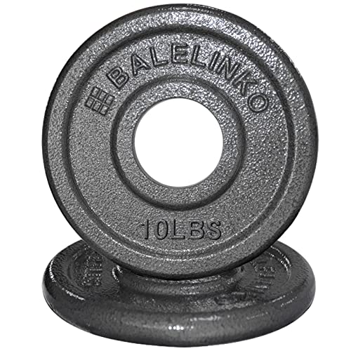 Balelinko Cast Iron 2-Inch Olympic Grip Plate Weight Plate for Strength Training, Weightlifting and Crossfit, Set of 2, 10LB, Gray