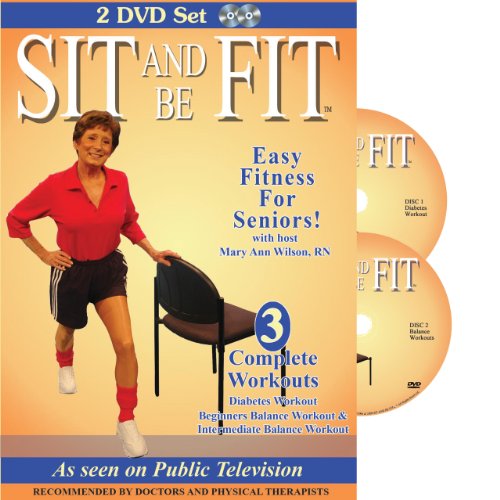 Sit & Be Fit: Diabetes & Balance Workouts: Senior Chair Fitness Exercise Award-Winning, 2 DVD Set, Stretching, Aerobics, Strength Training, and Balance. Improve flexibility, muscle and bone strength, circulation, heart health, and stability.