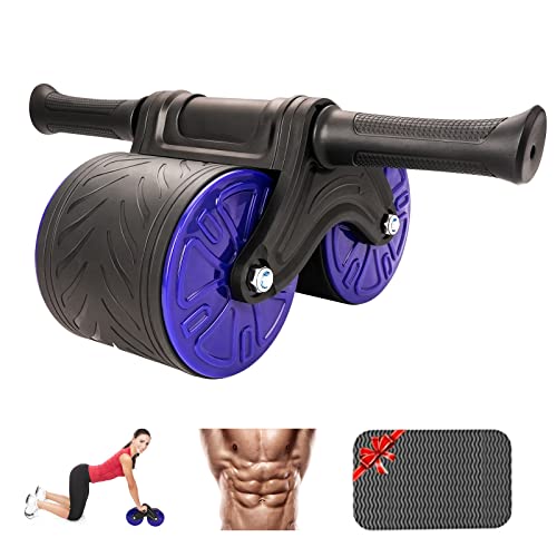 Automatic Rebound Abdominal Wheel – Abdominal Wheel Roller, Ab Roller Wheel with Automatic Rebound Assistance and Resistance Springs with Knee Pads, Ab Roller for Abs Workout Equipment.(Blue)