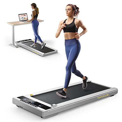 TOPUTURE 2 in 1 Under Desk Treadmill, 2.25HP Walking Pad Walking Treadmill with Large Led Display, App & Remote Control, Portable Electric Quiet Jogging Running Treadmill for Home Office