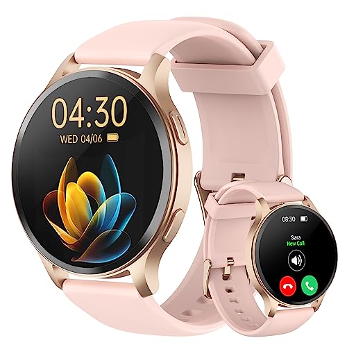 Woneligo Smart Watch for Women(Answer/Make Call), 1.45” Screen Fitness Tracker with 24-Hour Blood Oxygen/Heart Rate/Sleep Monitor,100+ Sports Modes,IP68 Waterproof Smartwatch for Android and iOS,Pink