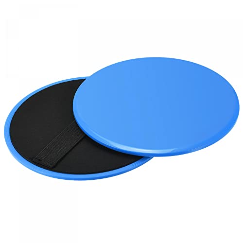 uxcell Exercise Core Sliders, 180mm Glider Discs with Straps, Use on Carpet or Floor for Full Body Workout, Blue, 1Set