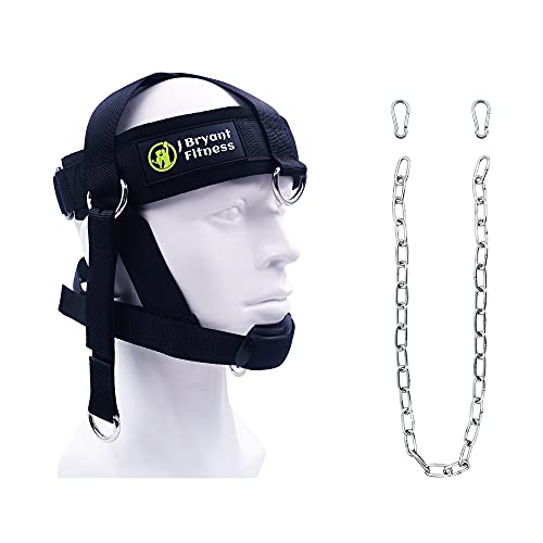 J Bryant Neck Harness Head Weight Lifting with Chain Adjustable Strap Neck Exercise Equipment