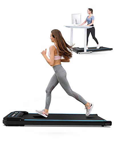 LSRZSPORT Portable Under Desk Treadmill, Walking Pad Slim Treadmill Walking Jogging Slow Running Treadmill for Home and Office with Remote Control, Speaker and LED Display