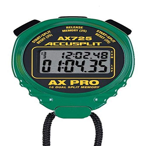 ACCUSPLIT AX725 PRO MEMORY (16) Dual Line Stopwatch (Green)