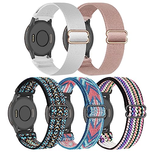 5 Pack Stretchy Nylon Watch Bands Compatible with Garmin Venu 2S/Vivoactive 4S/Vivomove 3S,18mm Loop Elastic Fabric Straps for Garmin Forerunner 255S/255S Music for Women Men.