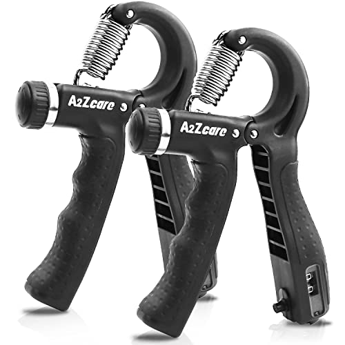 A2ZCARE 2 Pack Grip Strength Trainer Hand Grip Strengthener with Counter Adjustable Resistance 10-130Lb Non-Slip Gripper, Perfect for Musicians Athletes and Hand Rehabilitation Hand Exercises