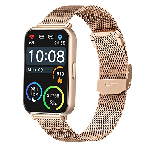 DoSmarter Fitness Tracker with 7/24 Heart Rate Blood Pressure Oxygen Monitor, Step Calories Counter Sleep Tracking Smartwatch with 7-Day Battery Life, Fitness Watch for Women Men, Rose Gold