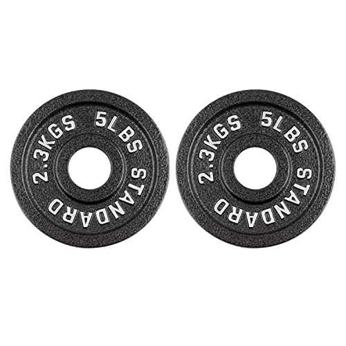 BOLUX Cast Iron Olympic Weight Plates – Free Weights with 2-inch Hole & Anti-Rust Hammertone Finish – Ideal for Strength Training, for Muscle Toning, Weight Loss & Crossfit–Sold in Pairs – 2.5LB–10LB (5LB-Pair)