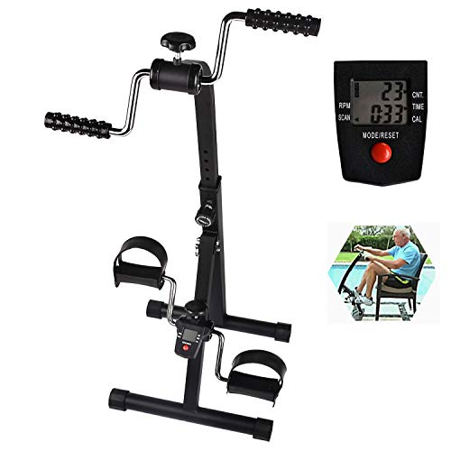 Cozylifeunion Pedal Exerciser – Hand Arm Leg & Knee Recovery Medical Peddler – Folding Adjustable Fitness Rehab Equipment for Seniors, Elderly – Home Pedal Exercise Bike for Total Body