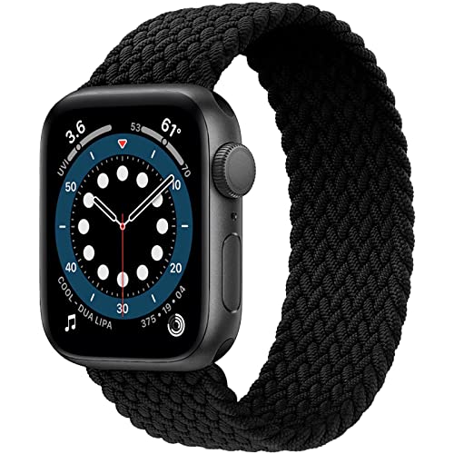 Solo Loop Strap Compatible with Apple Watch Band 42mm 44mm 45mm 49mm,No Clasps No Buckles Stretchable Braided Sport Elastics Replacement Wristband for iWatch Ultra Series 8/7/6/5/4/3,SE,Black,S