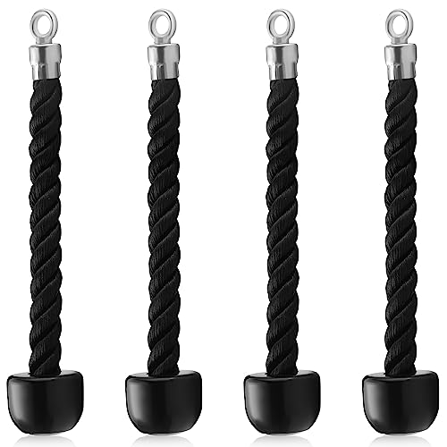 Libima 4 Pcs Pull Down Rope Single Grip for Bicep Tricep Training Gym Supplies Cable Machine Attachment Heavy Duty Gym Rope Strength Exercise Equipment for Gym Pulley Workout Gym Supplies