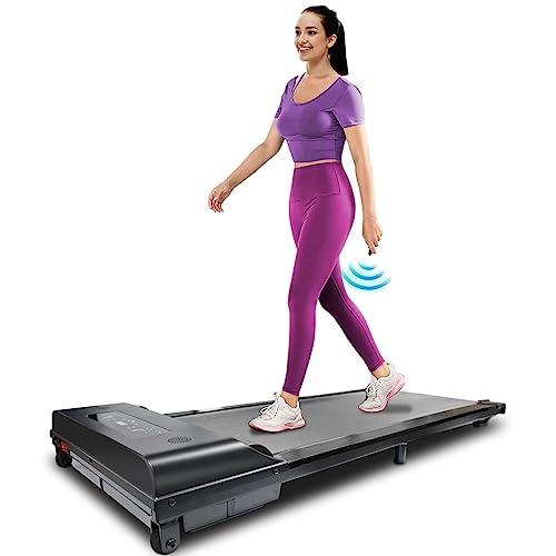 Under Desk Treadmill, 2.7 HP Up to 250lbs Walking Pad with Remote Control, Portable Walking Jogging Running Machine for Home Office, LED Display, Black