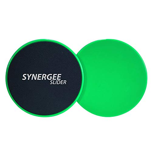 Synergee Electric Lime Green Core Sliders. Dual Sided Use on Carpet or Hardwood Floors. Abdominal Exercise Equipment