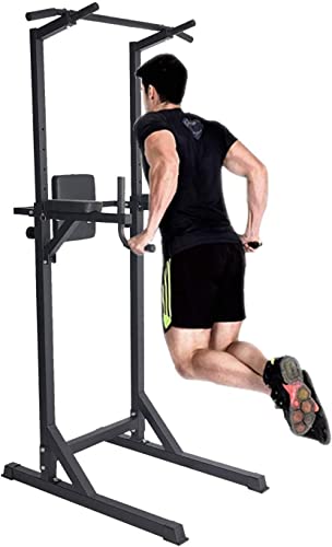 Power Tower Pull Up Bar Dip Station, Multi-Function Adjustable Height Strength Training Workout Station Fitness Equipment for Home Gym