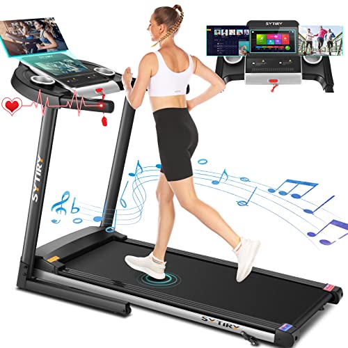 Folding Treadmills for Home with 10″ HD TV Touchscreen,3.25HP Foldable Treadmill with Incline,WiFi Connection,3D Virtual Sports Scene,YouTube,Facebook and HiFi Speaker etc