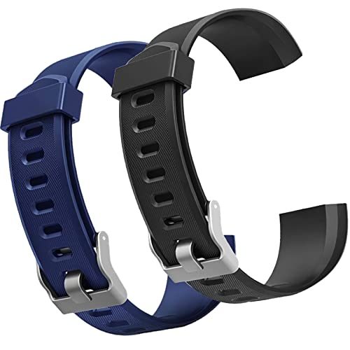 ID115Plus HR Replacement Bands For Letscom, Lintelek, Kummel, Eurans, Poiuzet, Stiive, Octandra Veryfitpro ID115Plus HR Fitness Tracker (Blue Black Color)