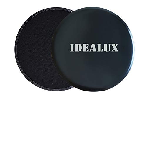 IDEALUX Core Exercise Sliders (Set of 2),Exercise Coreslider Use on Carpet or Hardwood Floors Workout Sliders Fitness Discs Abdominal & Total Body Gym-Exercise Coresliders for Home, Travel(Black)…