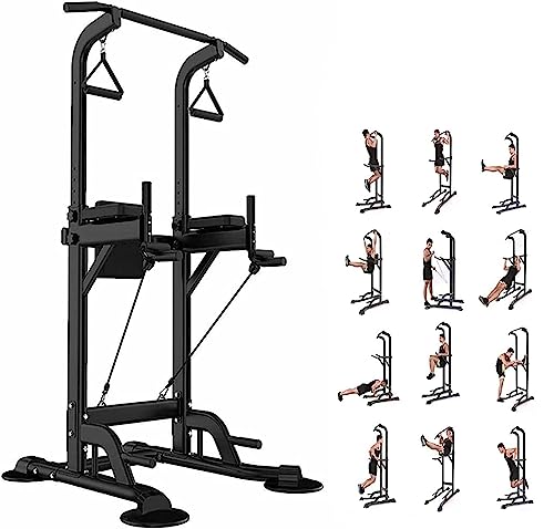 Power Tower Exercise Equipment, Power Tower Pull Up Bar, Power Tower Dip Station,Adjustable Height Power Tower Workout, Multi-Function Strength Training Equipment Workout Station Fitness for Home Gym