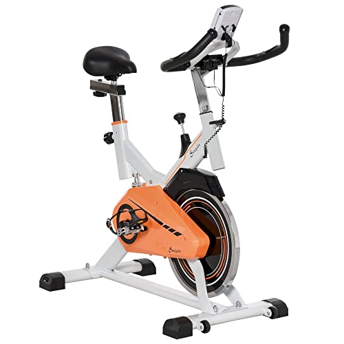 Soozier Exercise Bike, Indoor Cycling Stationary Bike, Belt Drive with Comfortable Cushion, Heart Rate, Adjustable Seat and Handlebar, LCD Monitor for Home Gym Cardio Workout