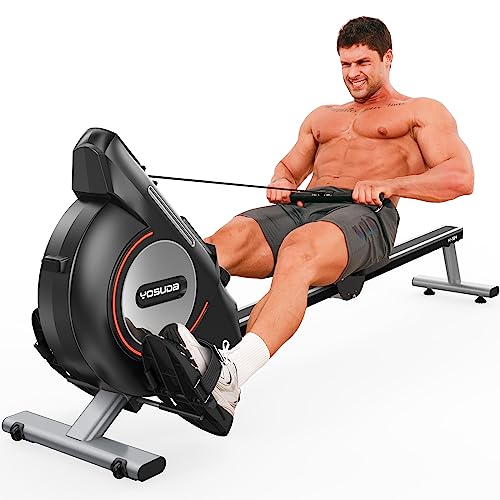 YOSUDA Magnetic Rowing Machine 350 LB Weight Capacity – 16 Levels Resistance for Home Use with LCD Monitor, Tablet Holder and Comfortable Seat Cushion