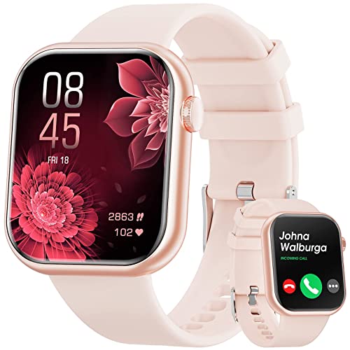 Smart Watch (Answer/Make Calls), 2023 Newest 1.85 Inch Fitness Tracker, Heart Rate/Sleep Monitor/Pedometer/Calories, Multiple Sports Modes, Waterproof Women’s Men’s Fitness Watch for Android iPhone