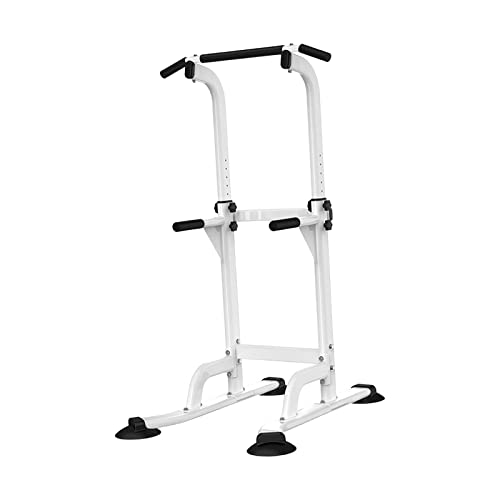 Colaxi Power Tower Dip Station, Height Adjustable Pull up Bar Stand, Horizontal Bar Sturdy Fitness Equipment for Household Strength Training, White