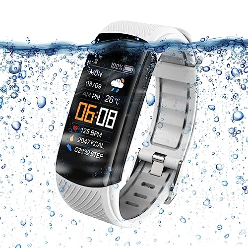 Vital Fit Track, Vital Fit Track Smartwatch, IP67 Waterproof, Fitness Tracker with Blood Pressure Blood Oxygen Heart Rate Body Temperature Monitor Step Counter Pedom White
