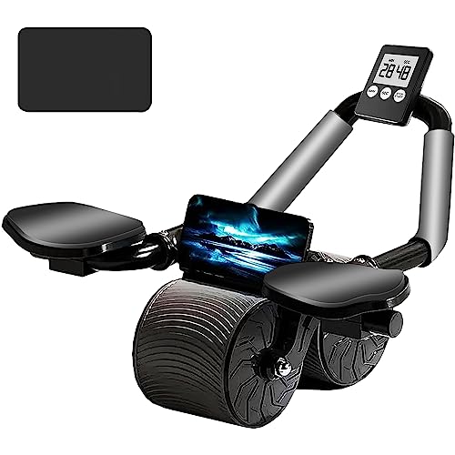 2023 New with Automatic Rebound Ab Abdominal Exercise Roller with Elbow Support and Timer, abs roller wheel core exercise equipment,Perfect Core Exercise Equipment for Home Workouts(Black)